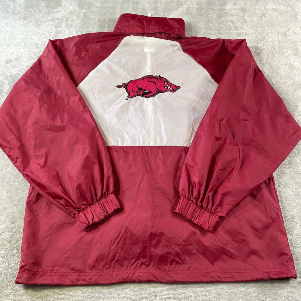 Vintage Arkansas Razorbacks Reebok Windbreaker Anorak Mens Medium Hooded NCAA
